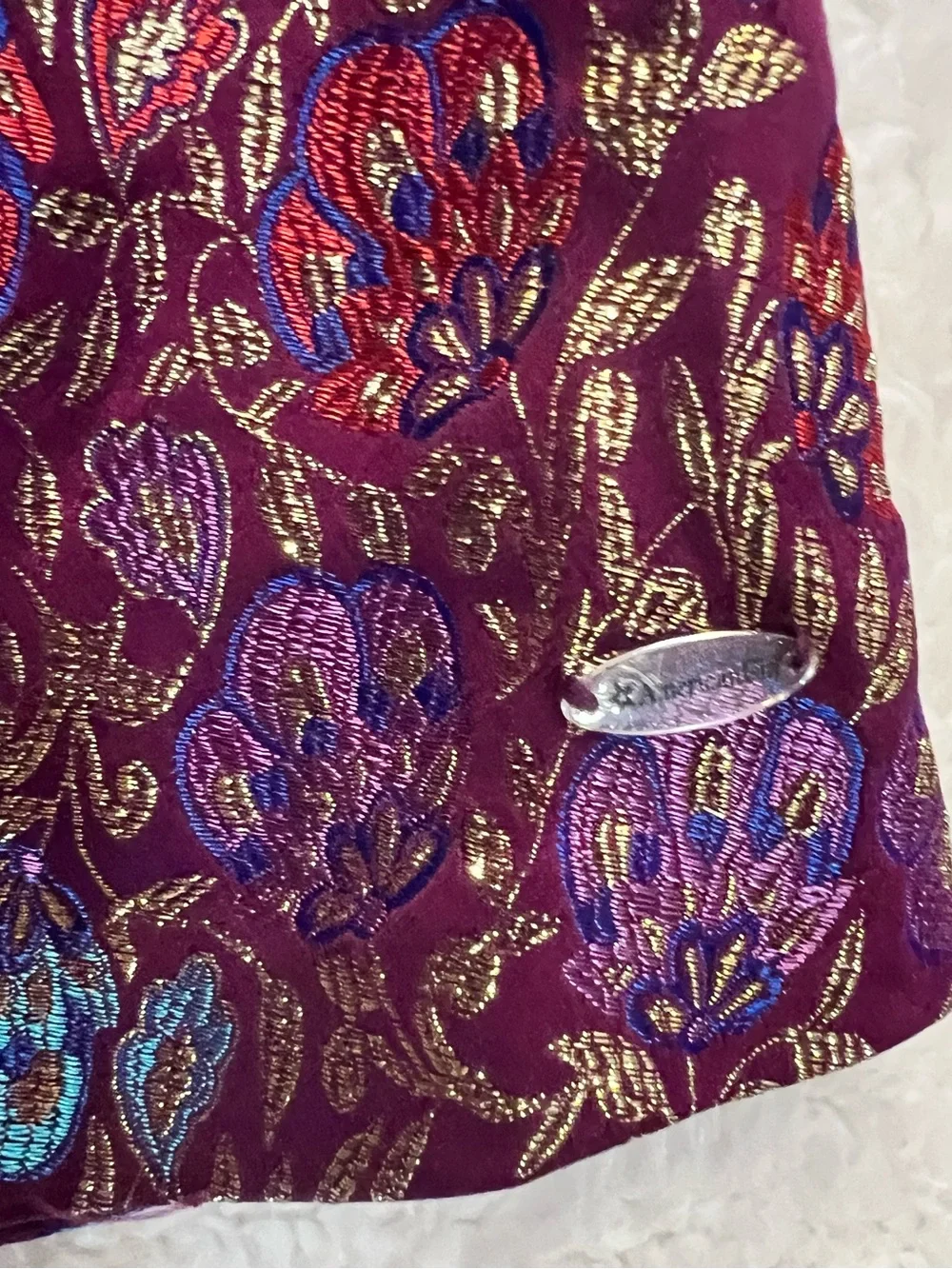 American Girl Purple Metallic Floral Dress with Navy Satin Belt